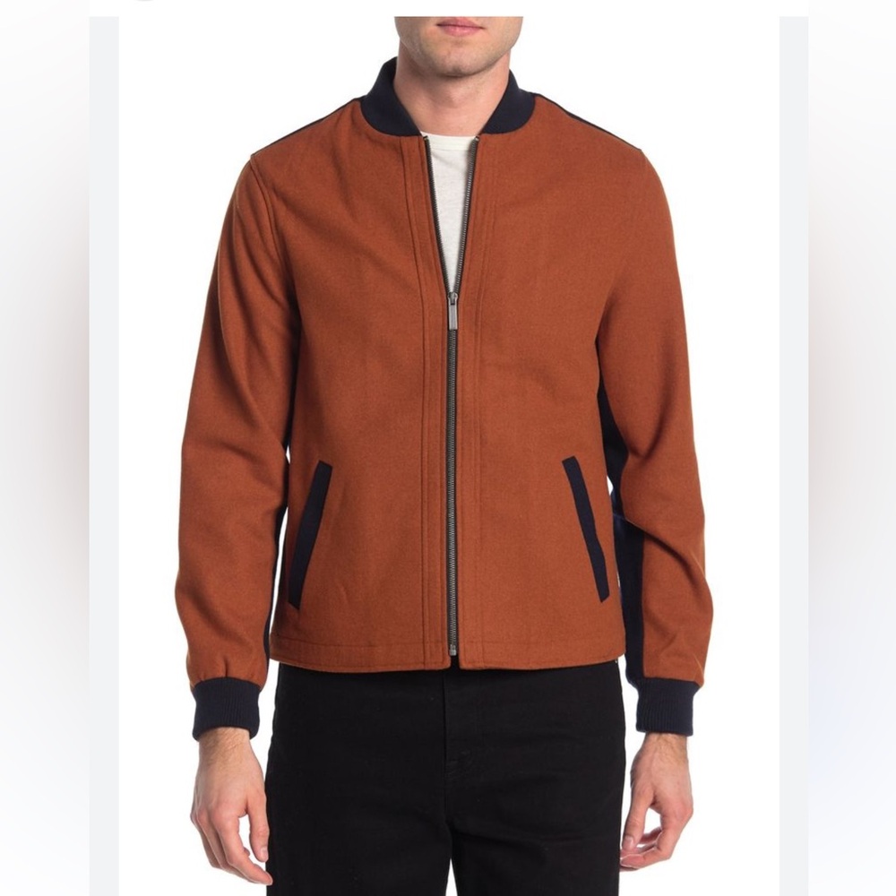 Native Youth Men's Orange and Black Jacket zip up wool blend size M